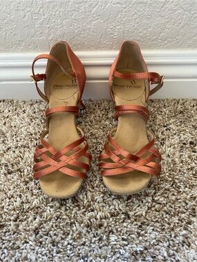 Ray Rose Women's Kalahari Dark Tan Satin Latin Dance Ballroom Shoes Size US 4